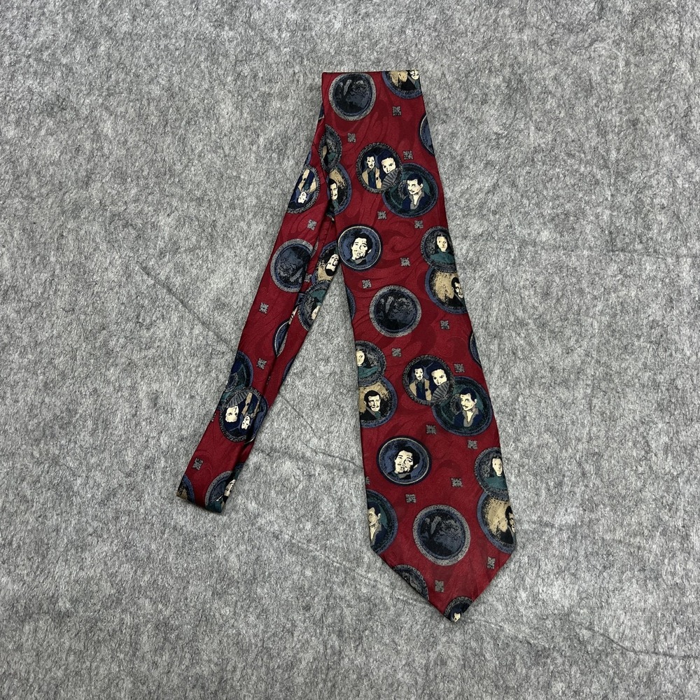 Vintage Gone With The Wind Tie Mens Silk Burgundy American Film Classics USA 90s